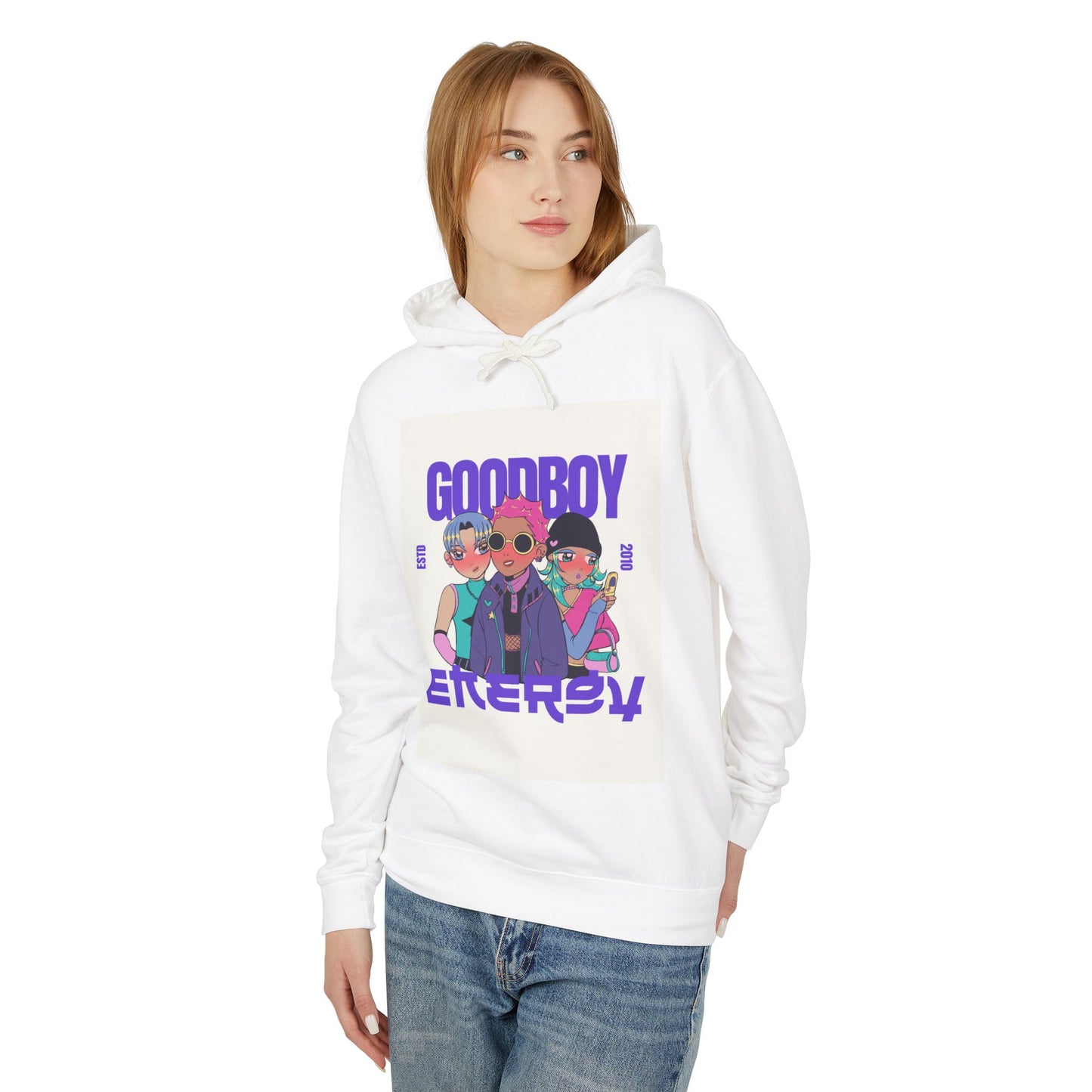 Unisex Lightweight Hooded Sweatshirt with Goodboy Energy Design, Casual Wear, Streetwear, Gift for Him/Her, Layering Piece