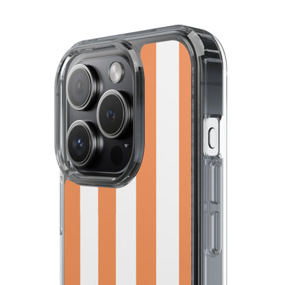 "Orange Striped Clear Phone Case – Summer Vibes & Trendy Tech Gift"