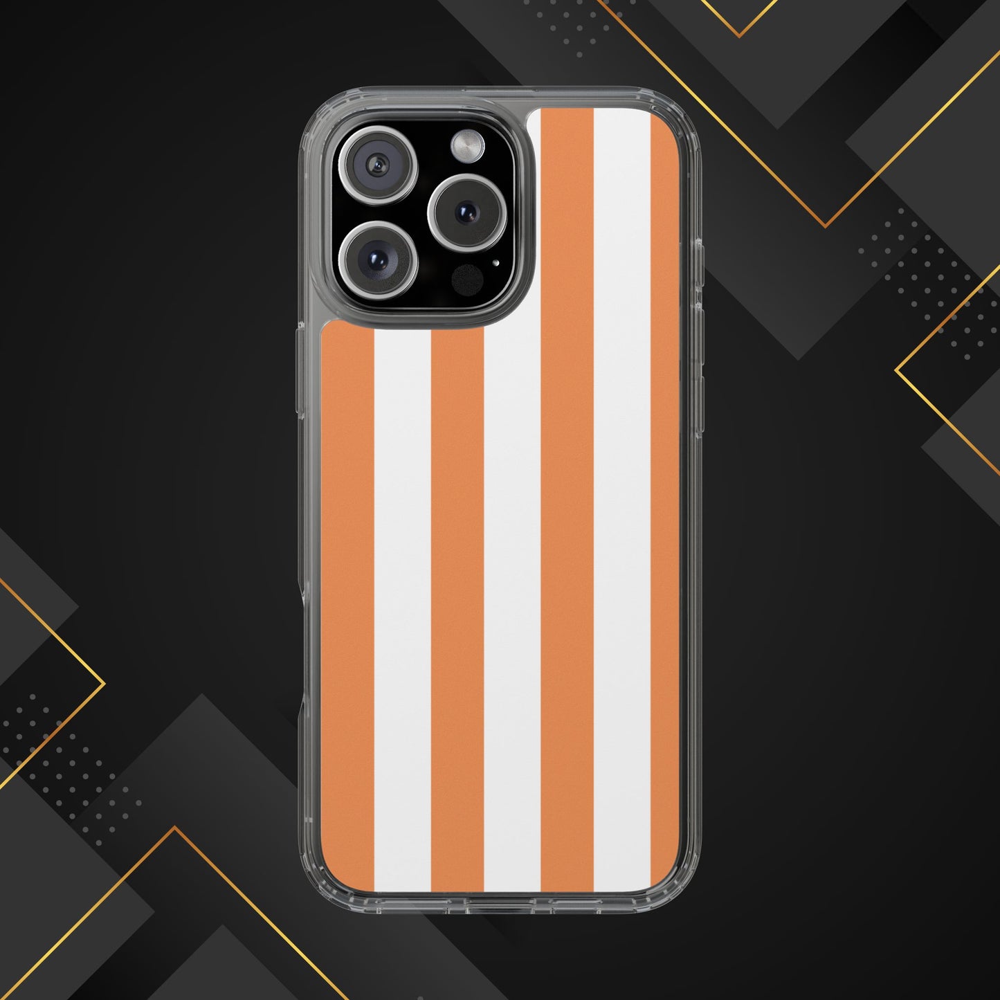 "Orange Striped Clear Phone Case – Summer Vibes & Trendy Tech Gift"
