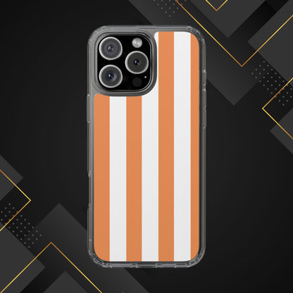 "Orange Striped Clear Phone Case – Summer Vibes & Trendy Tech Gift"