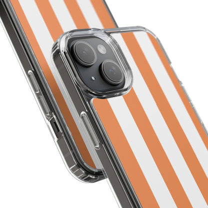 "Orange Striped Clear Phone Case – Summer Vibes & Trendy Tech Gift"