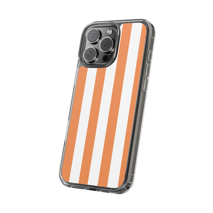 "Orange Striped Clear Phone Case – Summer Vibes & Trendy Tech Gift"