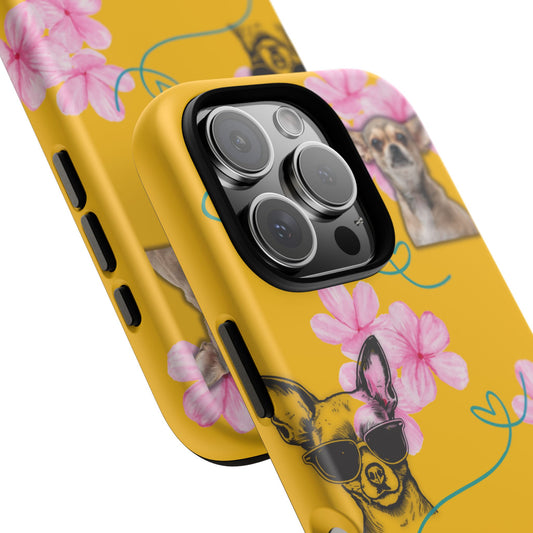 Chihuahua Phone Case with Floral Design – Cute Dog Lover Gift, Protective & Stylish Cover