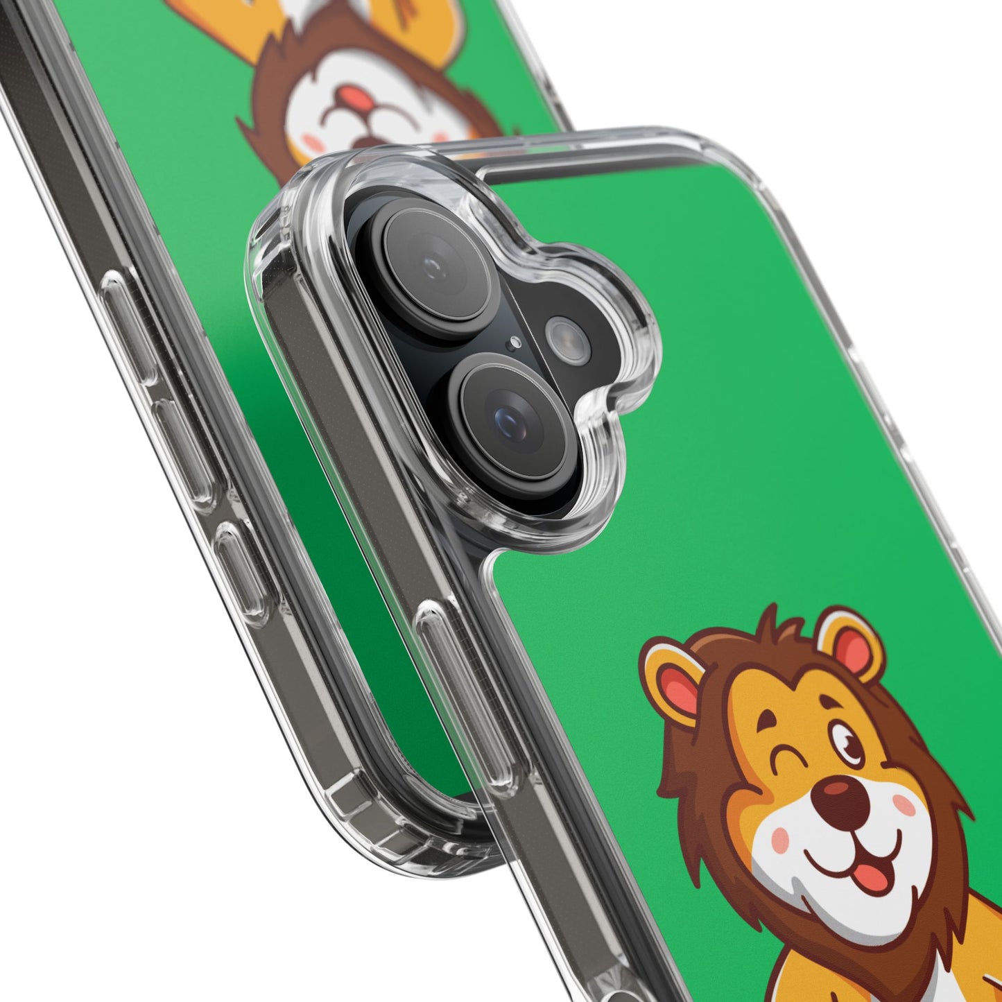 "Cute Lion Clear Phone Case – Fun Cartoon Tech Gift for Kids & Animal Lovers"
