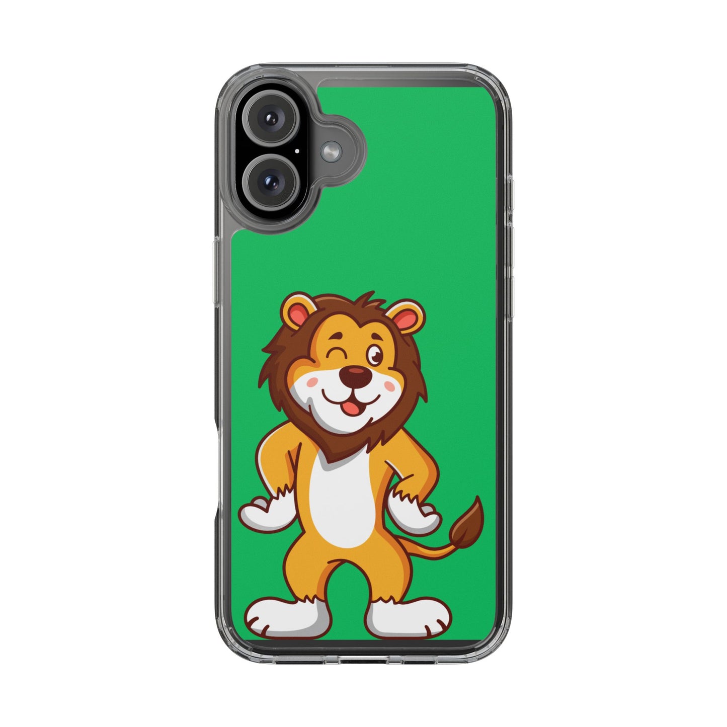 "Cute Lion Clear Phone Case – Fun Cartoon Tech Gift for Kids & Animal Lovers"