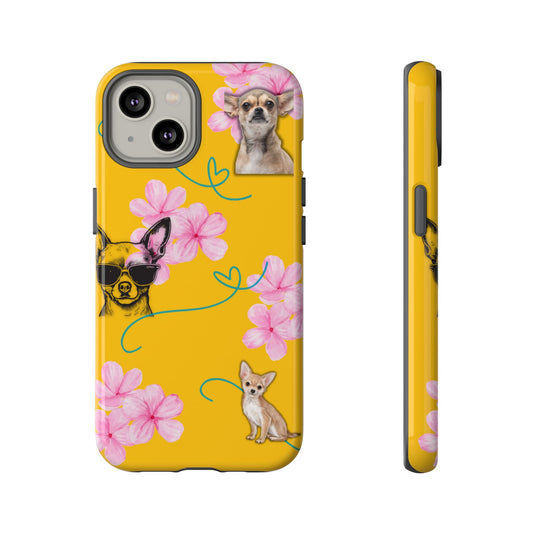 Chihuahua Phone Case with Floral Design – Cute Dog Lover Gift, Protective & Stylish Cover