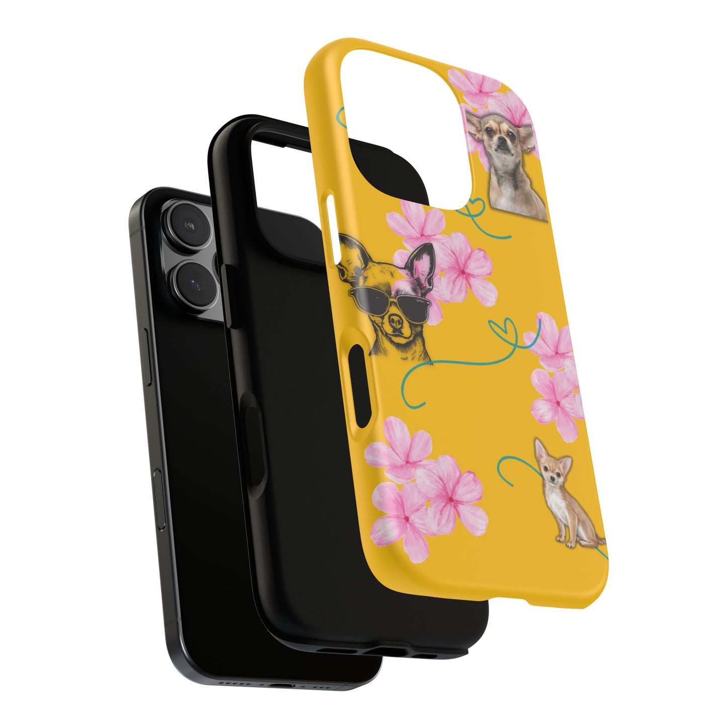 Chihuahua Phone Case with Floral Design – Cute Dog Lover Gift, Protective & Stylish Cover