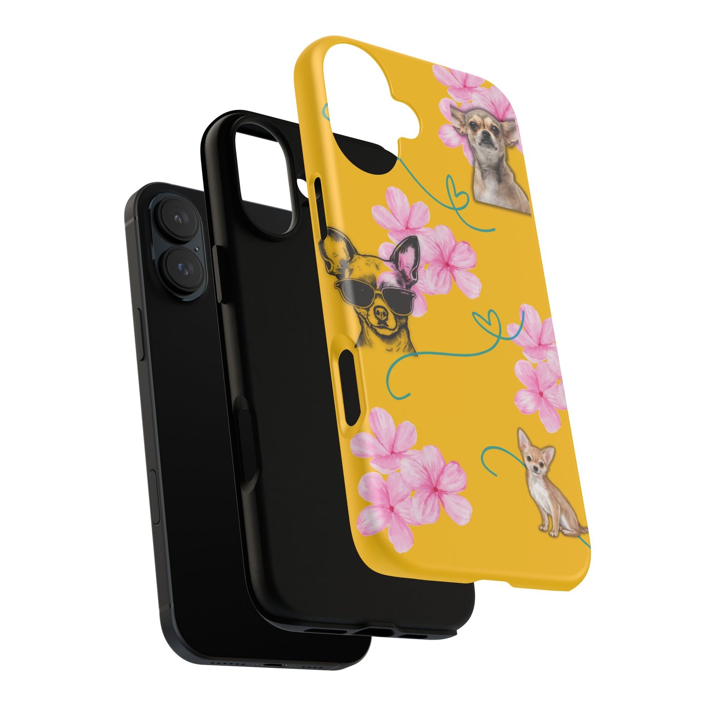 Chihuahua Phone Case with Floral Design – Cute Dog Lover Gift, Protective & Stylish Cover