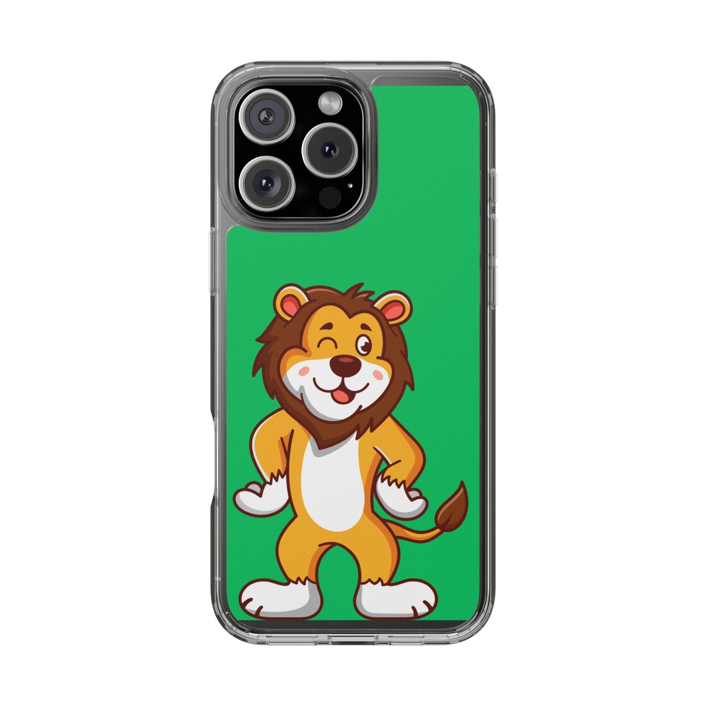 "Cute Lion Clear Phone Case – Fun Cartoon Tech Gift for Kids & Animal Lovers"