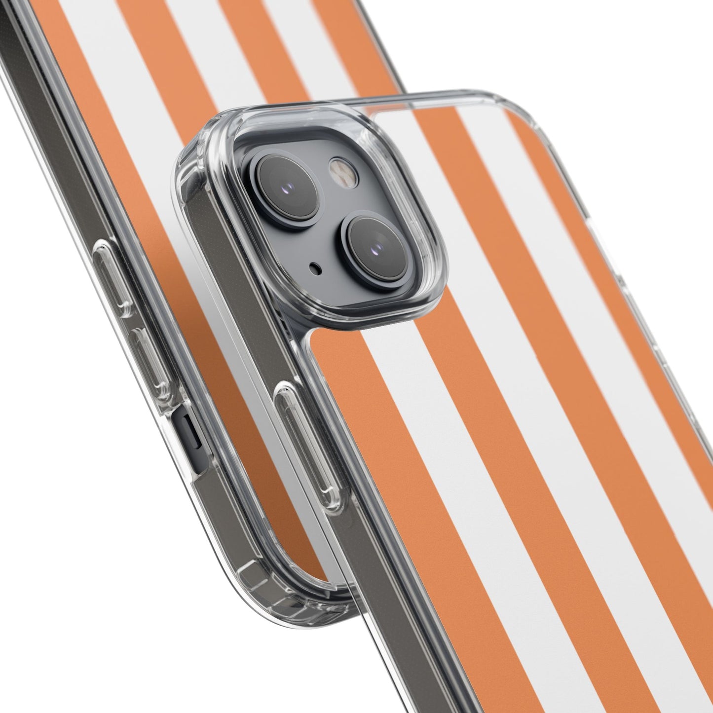 "Orange Striped Clear Phone Case – Summer Vibes & Trendy Tech Gift"