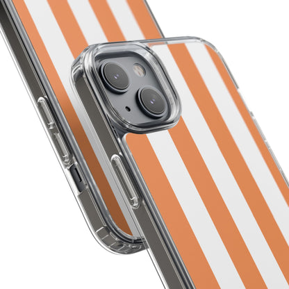 "Orange Striped Clear Phone Case – Summer Vibes & Trendy Tech Gift"