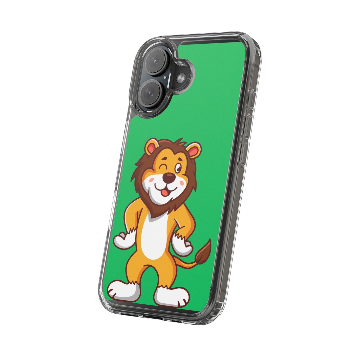 "Cute Lion Clear Phone Case – Fun Cartoon Tech Gift for Kids & Animal Lovers"