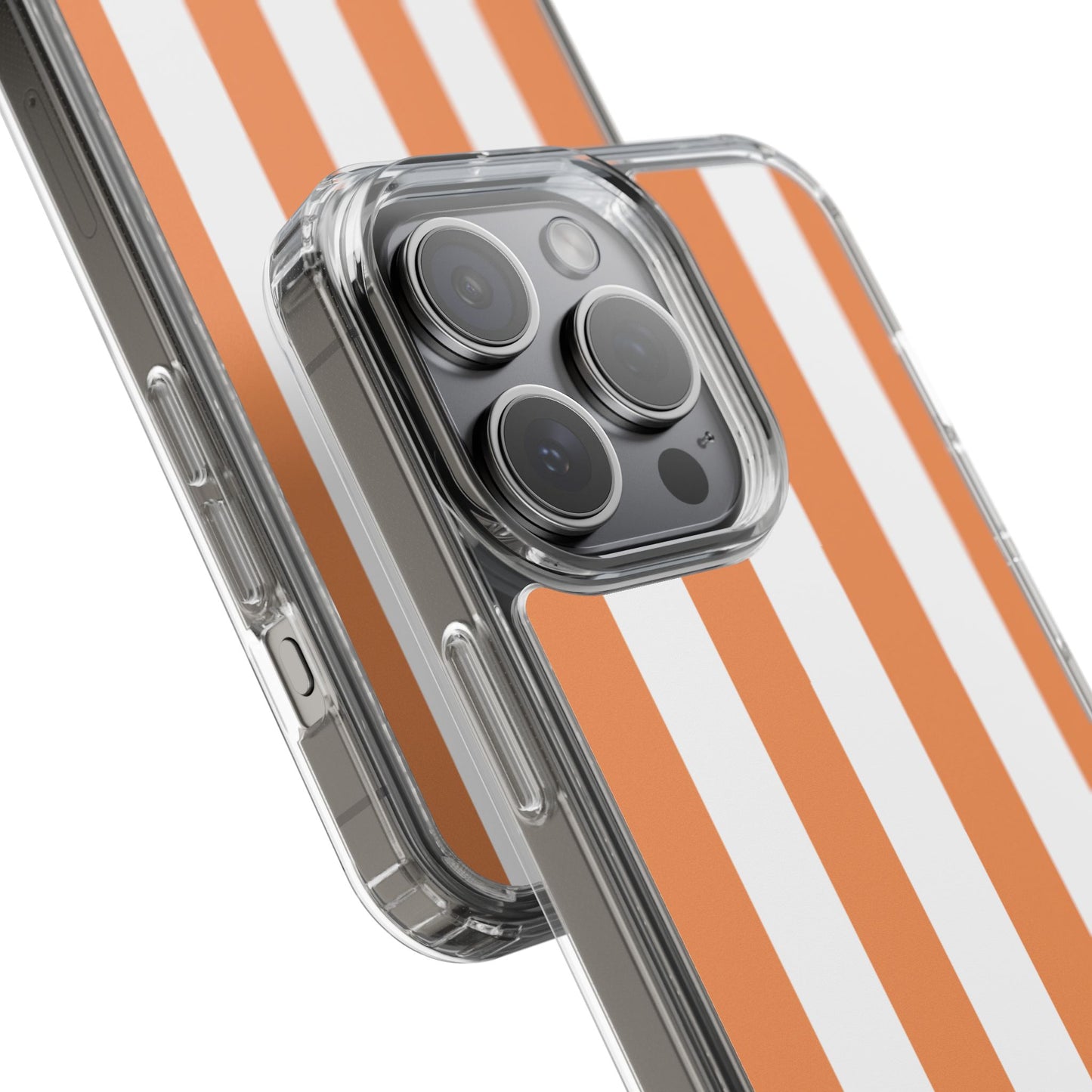 "Orange Striped Clear Phone Case – Summer Vibes & Trendy Tech Gift"
