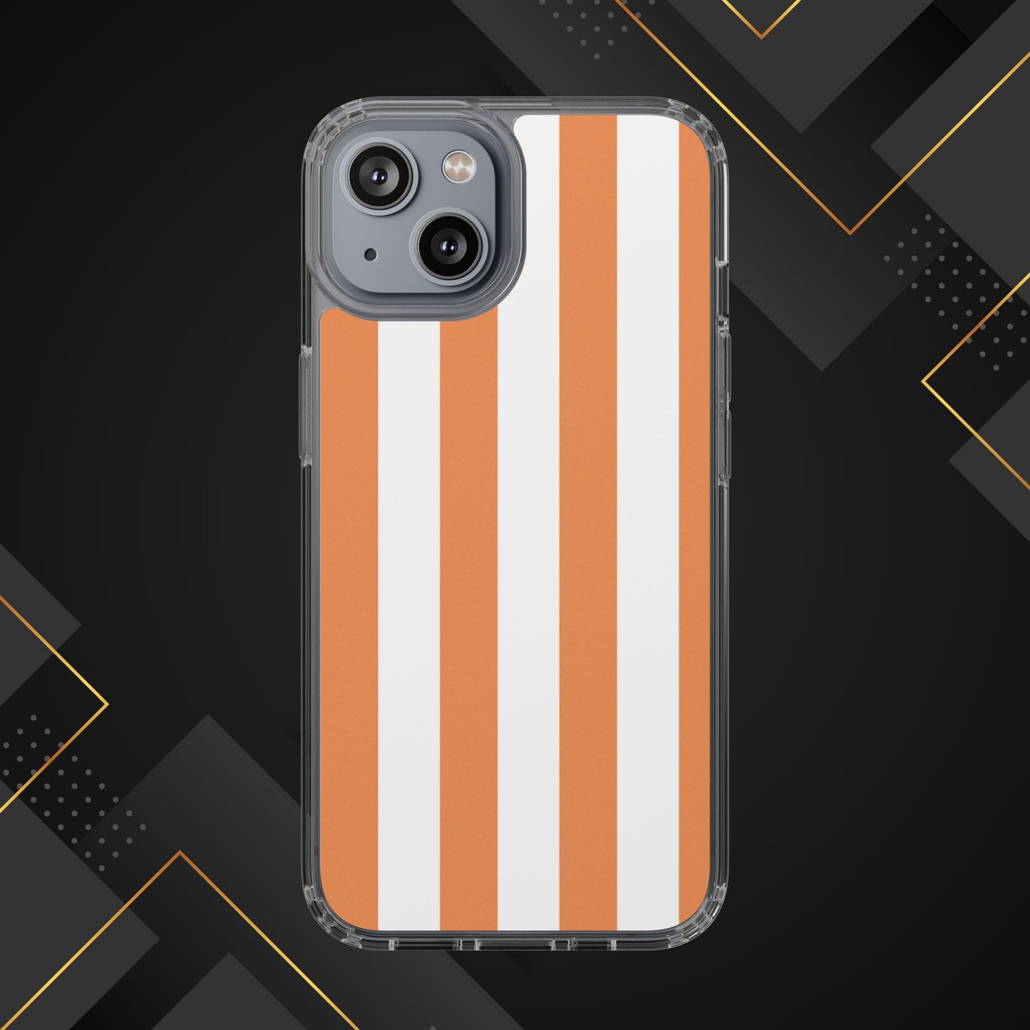 "Orange Striped Clear Phone Case – Summer Vibes & Trendy Tech Gift"