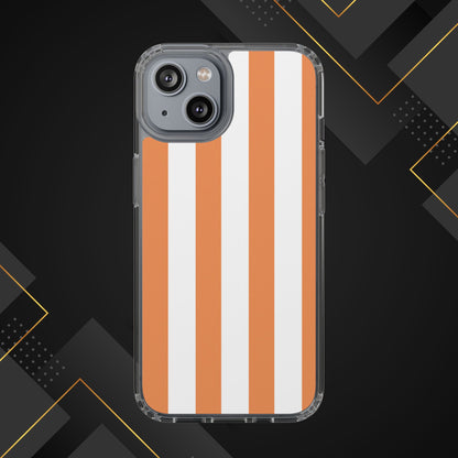 "Orange Striped Clear Phone Case – Summer Vibes & Trendy Tech Gift"