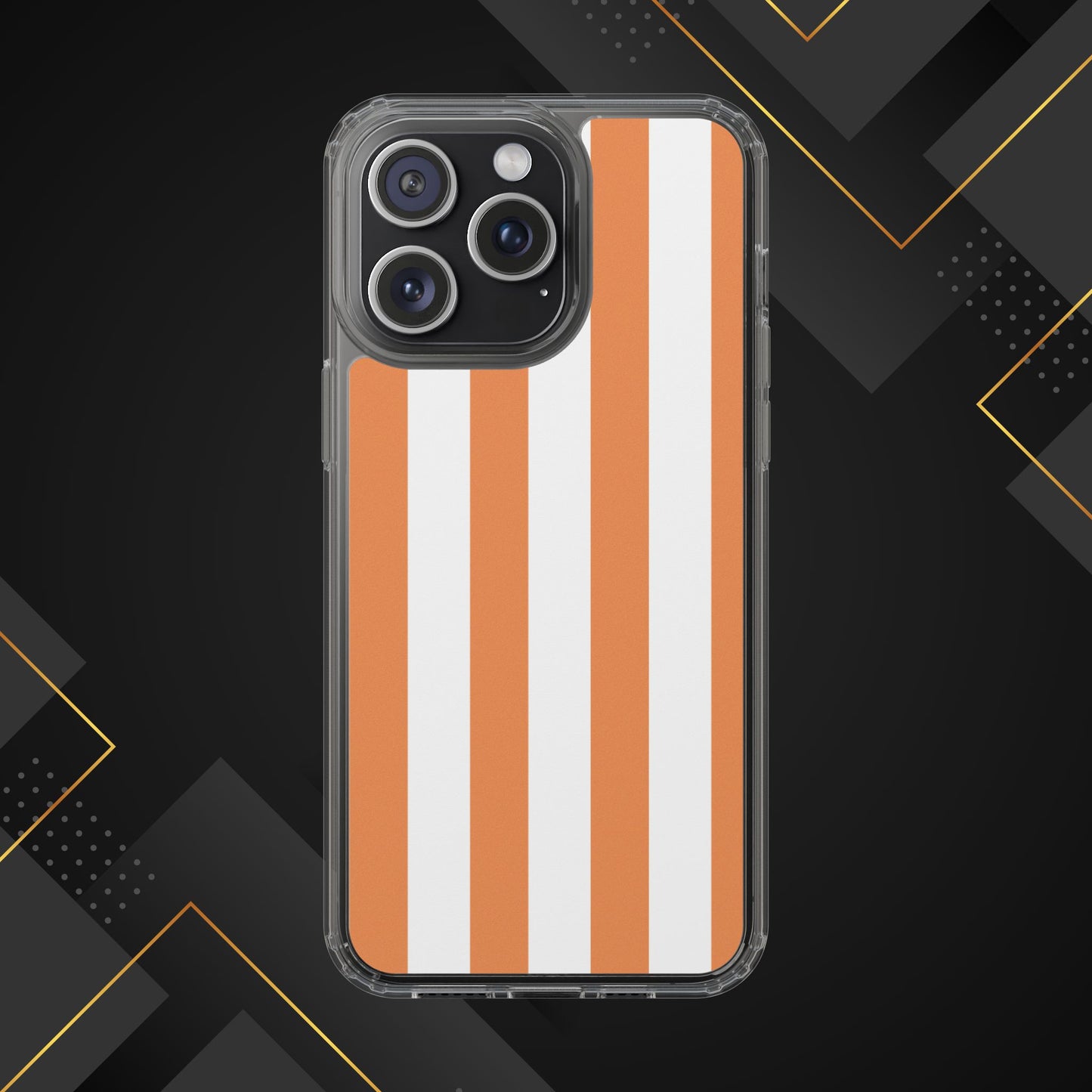 "Orange Striped Clear Phone Case – Summer Vibes & Trendy Tech Gift"
