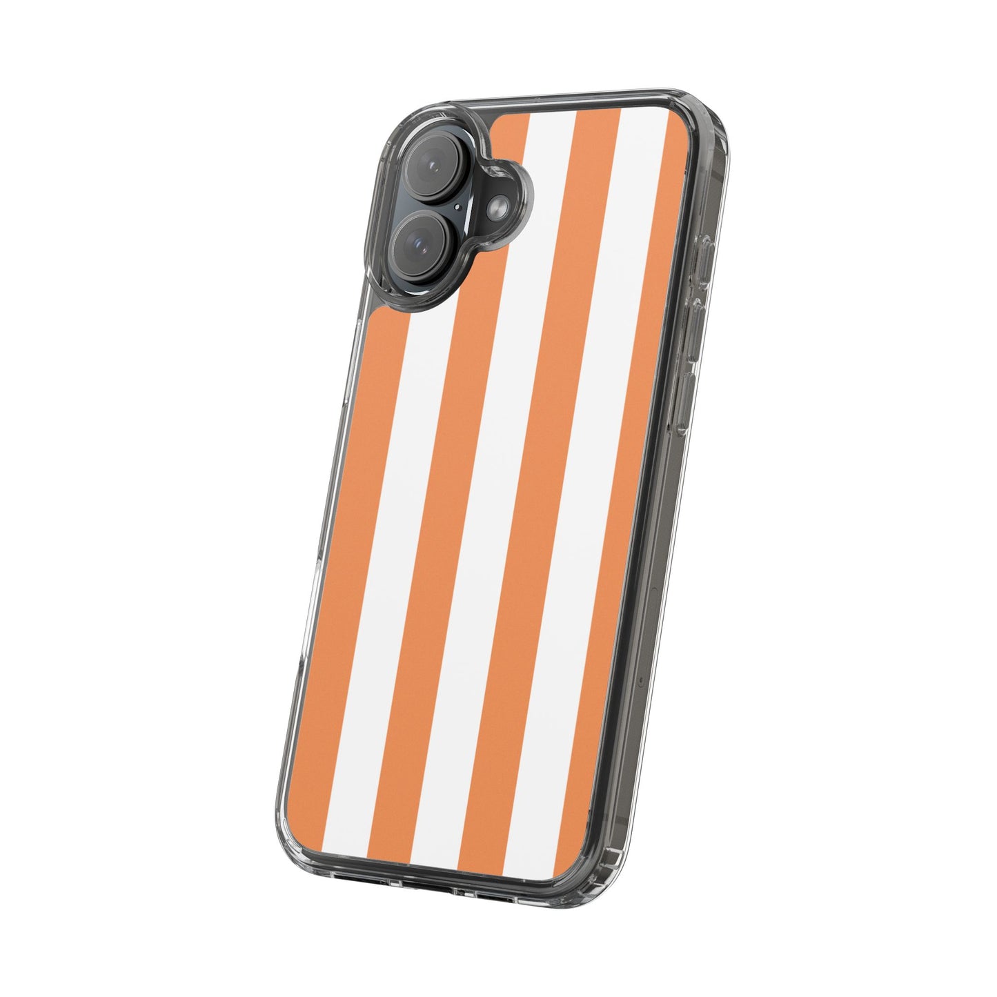 "Orange Striped Clear Phone Case – Summer Vibes & Trendy Tech Gift"