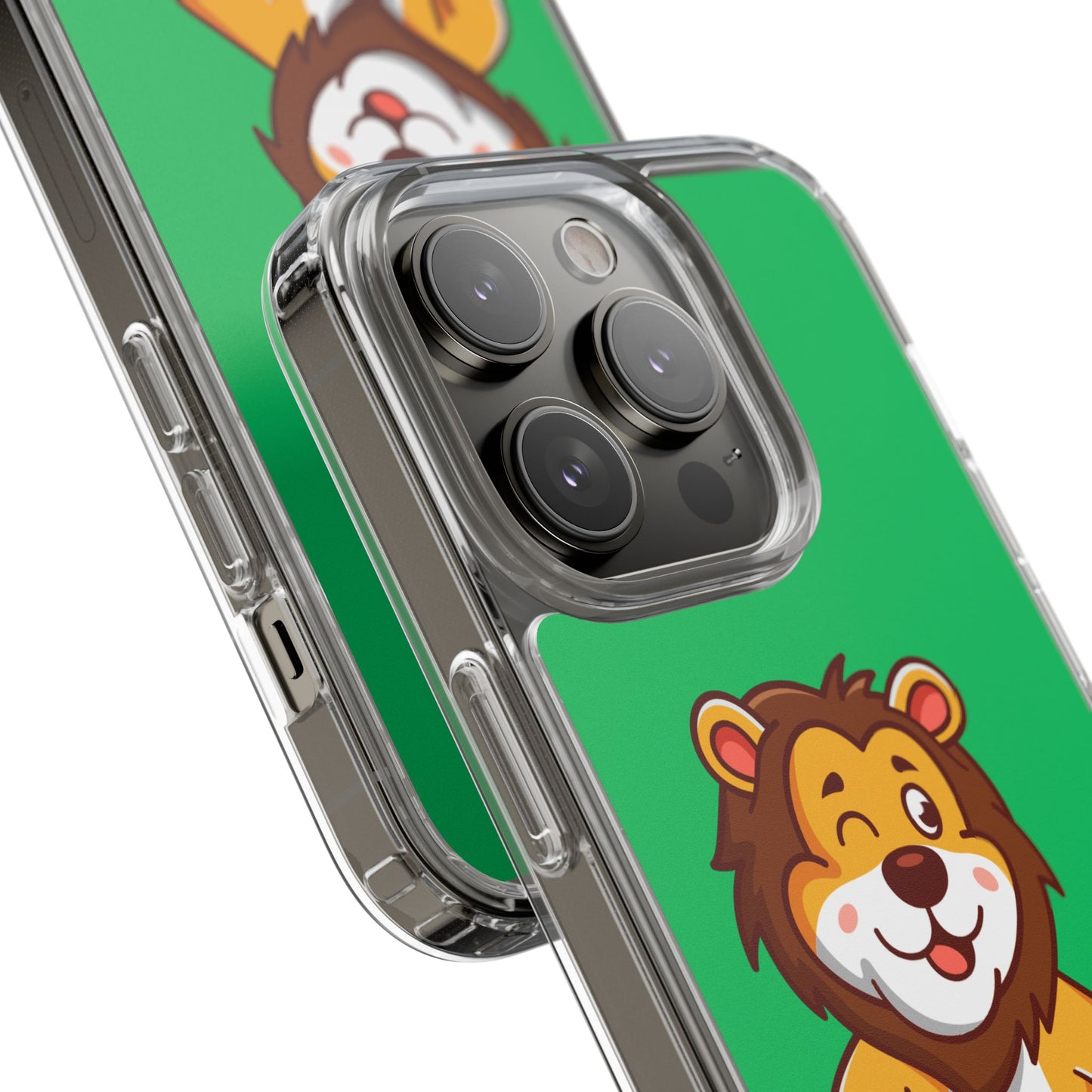 "Cute Lion Clear Phone Case – Fun Cartoon Tech Gift for Kids & Animal Lovers"