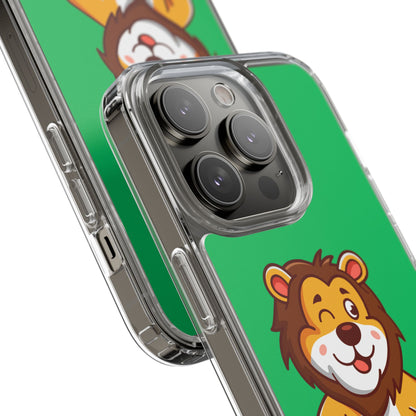 "Cute Lion Clear Phone Case – Fun Cartoon Tech Gift for Kids & Animal Lovers"