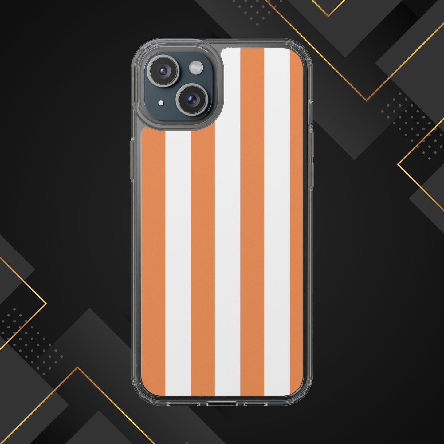 "Orange Striped Clear Phone Case – Summer Vibes & Trendy Tech Gift"