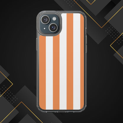 "Orange Striped Clear Phone Case – Summer Vibes & Trendy Tech Gift"