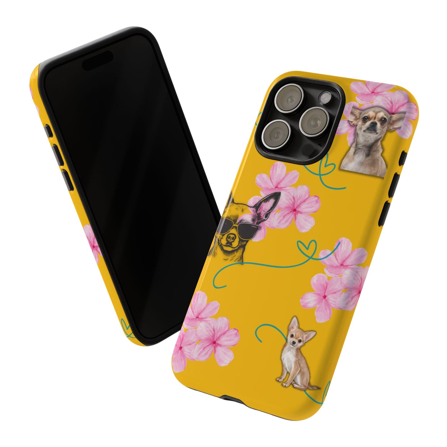 Chihuahua Phone Case with Floral Design – Cute Dog Lover Gift, Protective & Stylish Cover