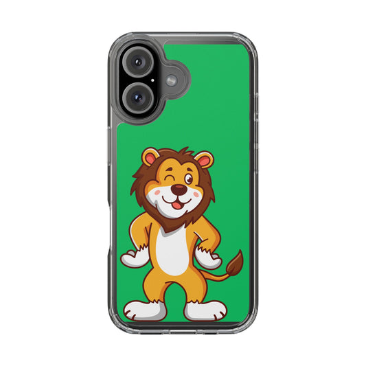 "Cute Lion Clear Phone Case – Fun Cartoon Tech Gift for Kids & Animal Lovers"
