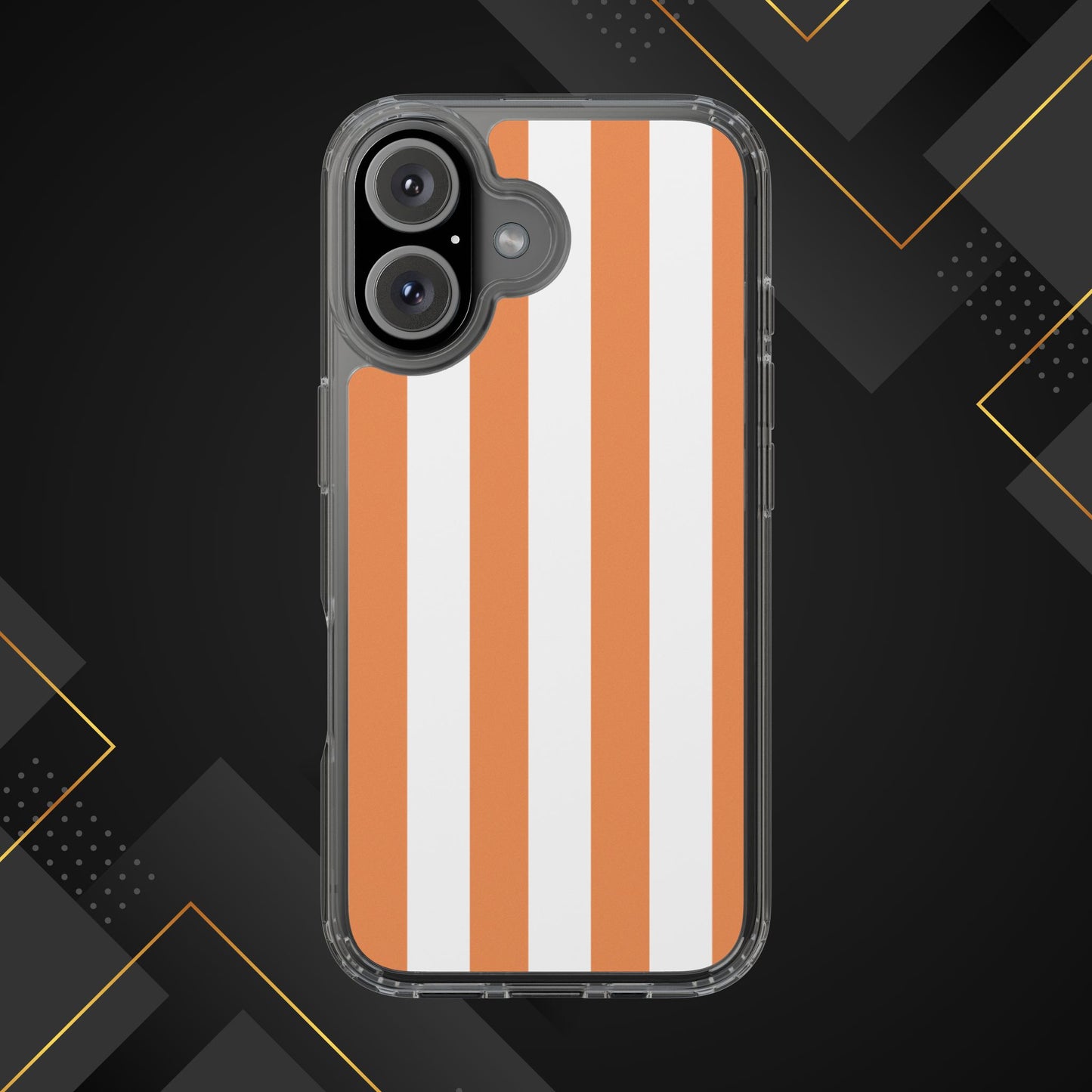 "Orange Striped Clear Phone Case – Summer Vibes & Trendy Tech Gift"