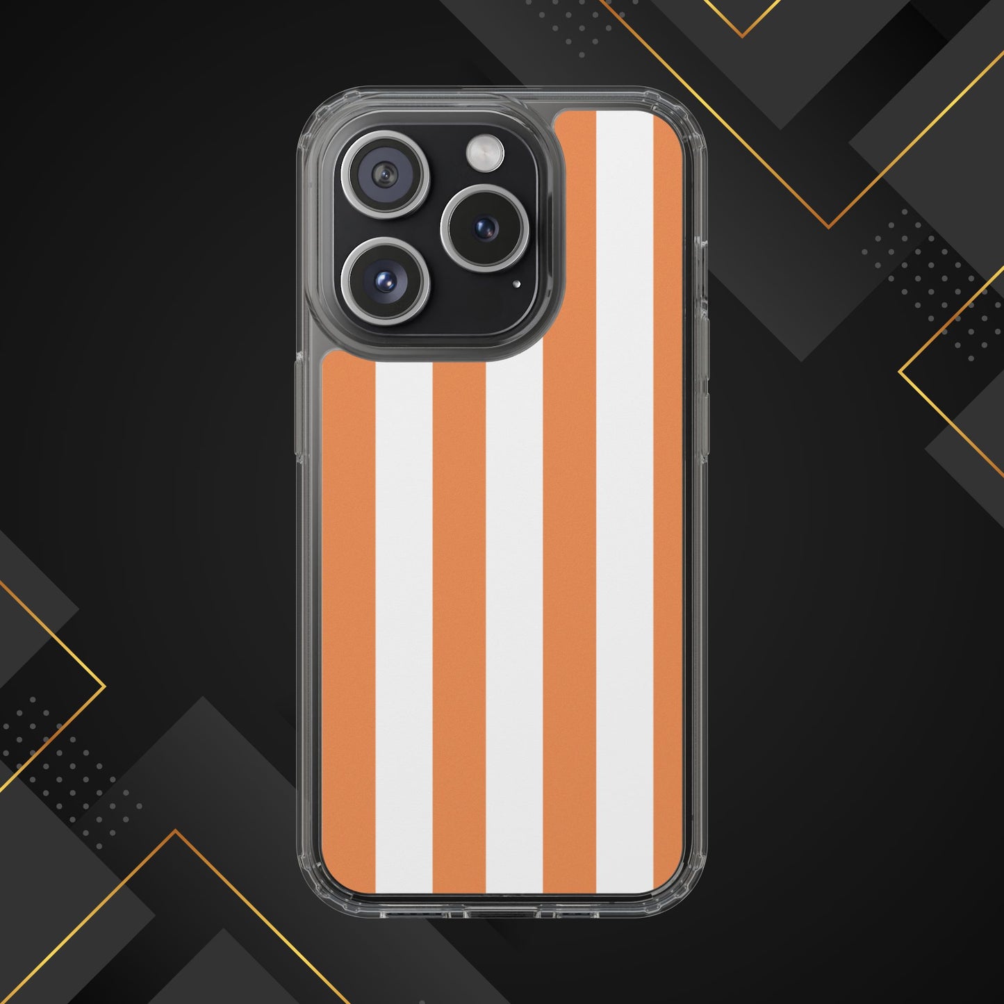"Orange Striped Clear Phone Case – Summer Vibes & Trendy Tech Gift"