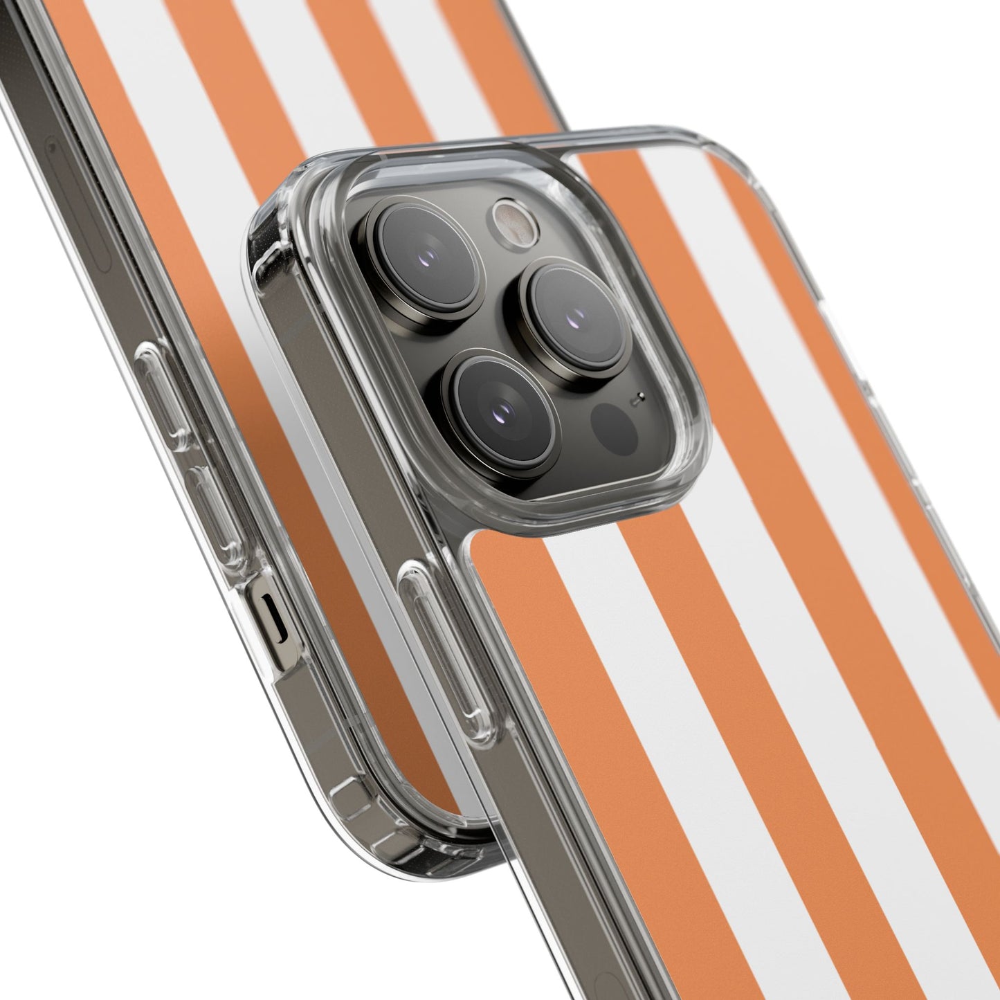 "Orange Striped Clear Phone Case – Summer Vibes & Trendy Tech Gift"