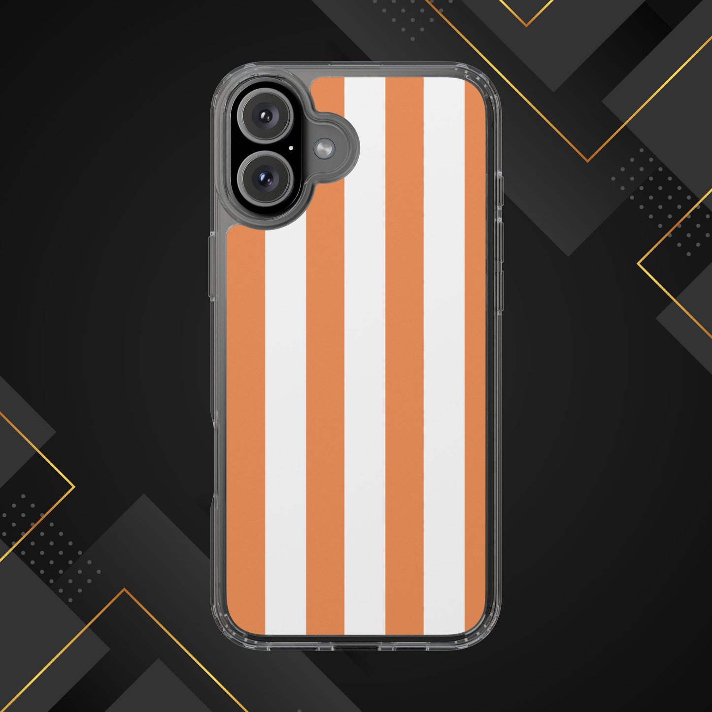 "Orange Striped Clear Phone Case – Summer Vibes & Trendy Tech Gift"