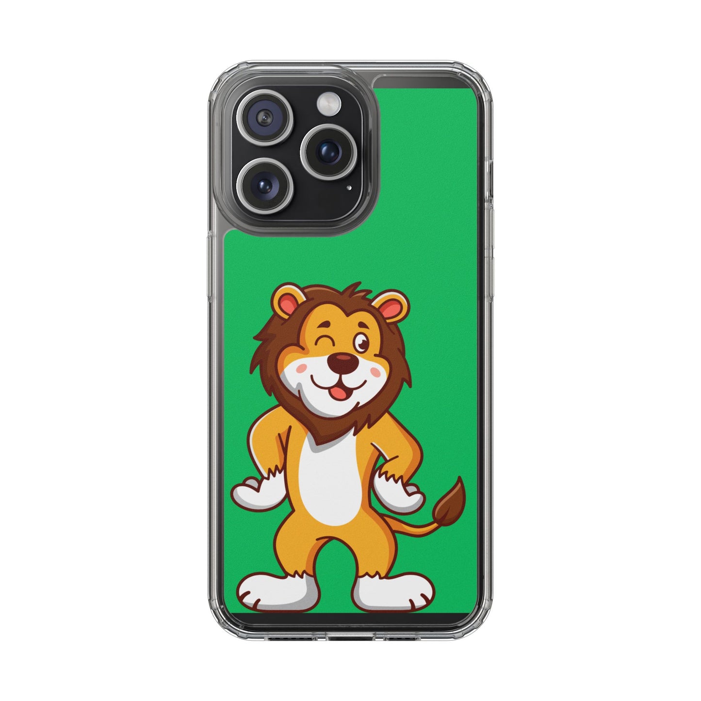 "Cute Lion Clear Phone Case – Fun Cartoon Tech Gift for Kids & Animal Lovers"
