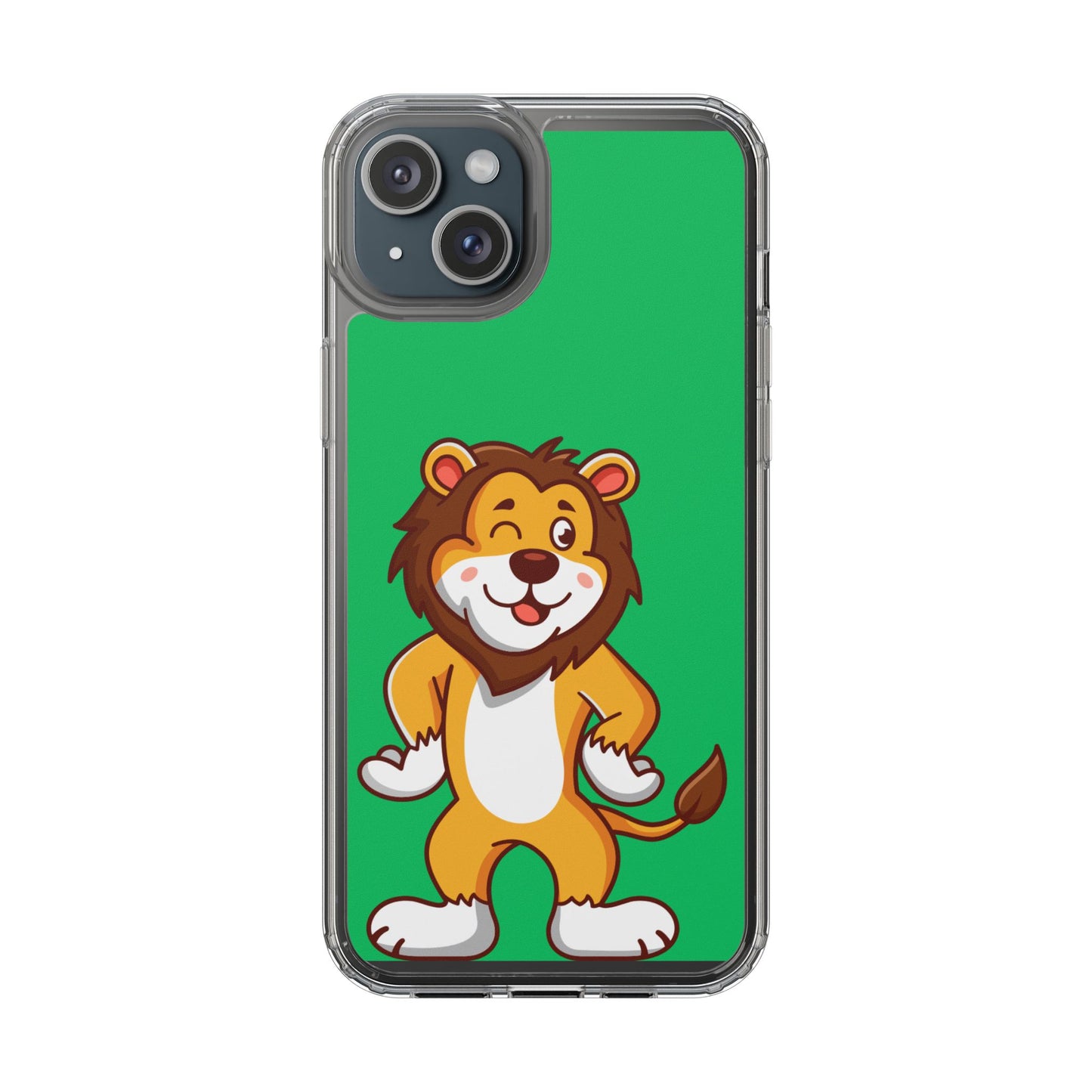 "Cute Lion Clear Phone Case – Fun Cartoon Tech Gift for Kids & Animal Lovers"