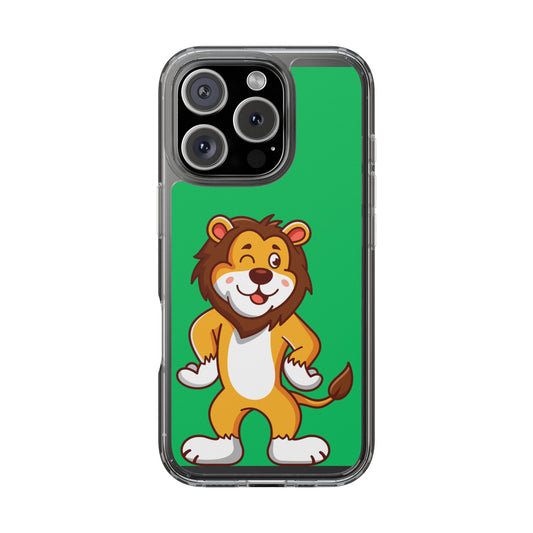 "Cute Lion Clear Phone Case – Fun Cartoon Tech Gift for Kids & Animal Lovers"