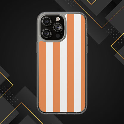"Orange Striped Clear Phone Case – Summer Vibes & Trendy Tech Gift"