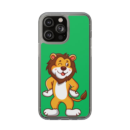 "Cute Lion Clear Phone Case – Fun Cartoon Tech Gift for Kids & Animal Lovers"