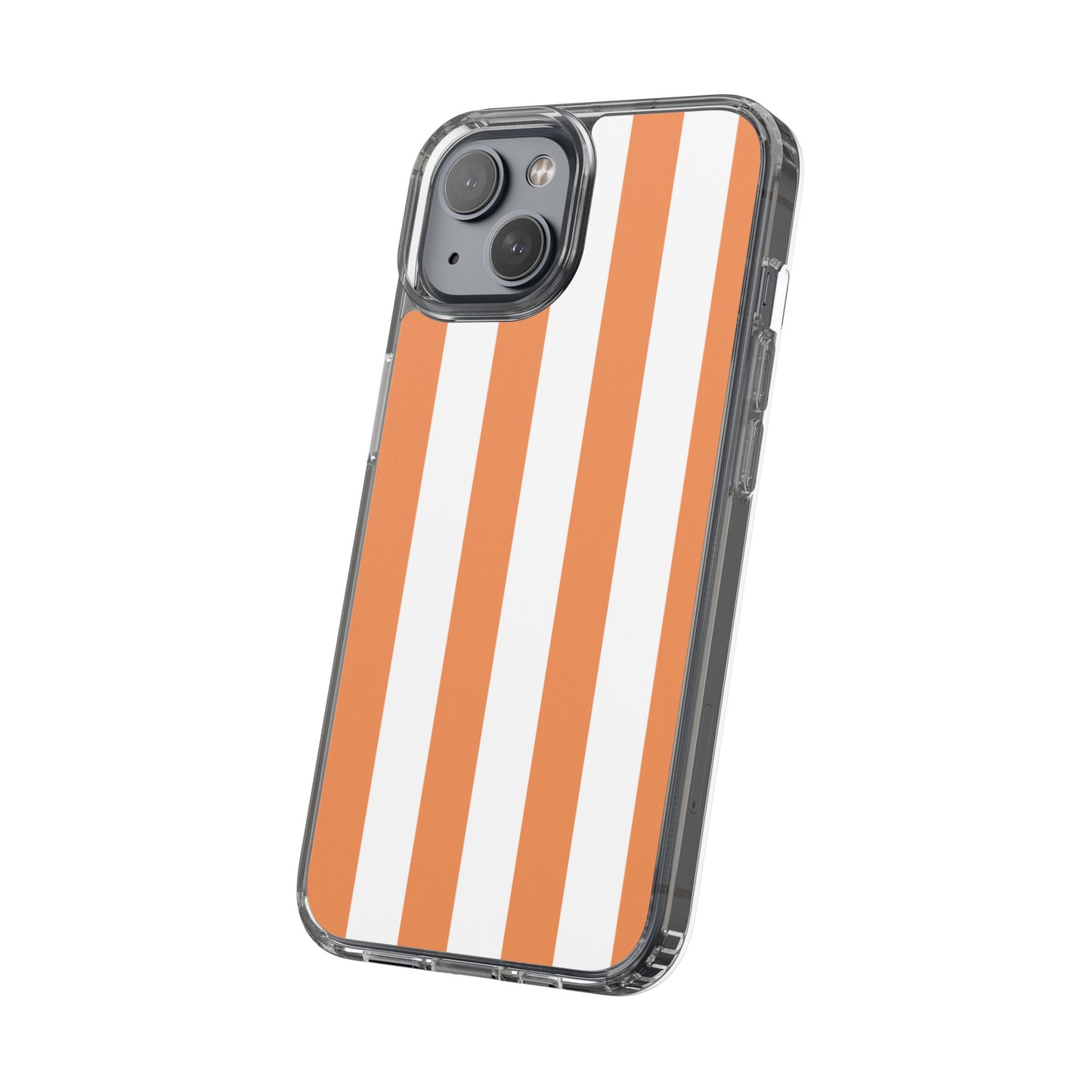 "Orange Striped Clear Phone Case – Summer Vibes & Trendy Tech Gift"