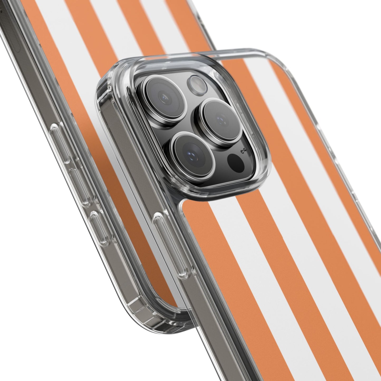 "Orange Striped Clear Phone Case – Summer Vibes & Trendy Tech Gift"