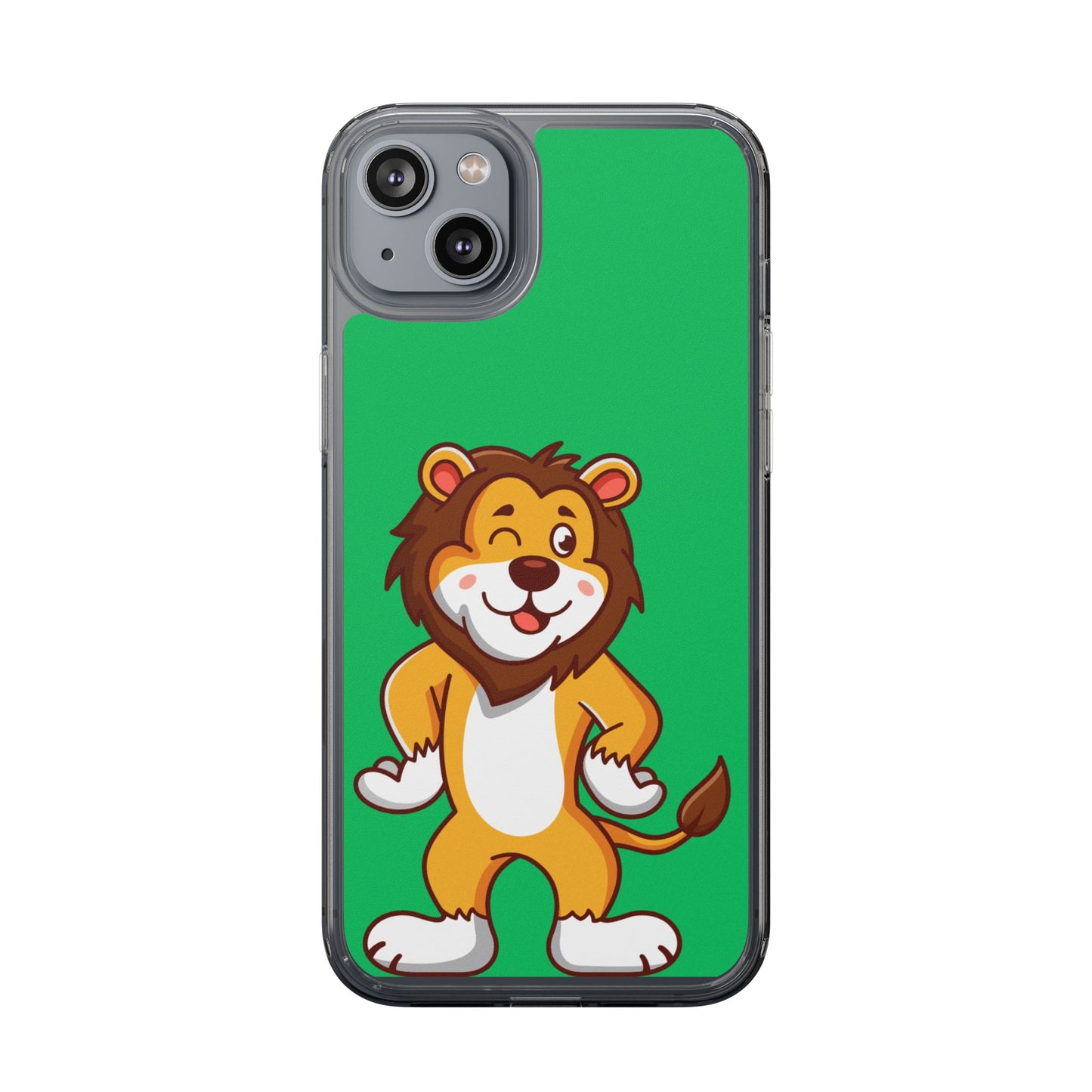 "Cute Lion Clear Phone Case – Fun Cartoon Tech Gift for Kids & Animal Lovers"