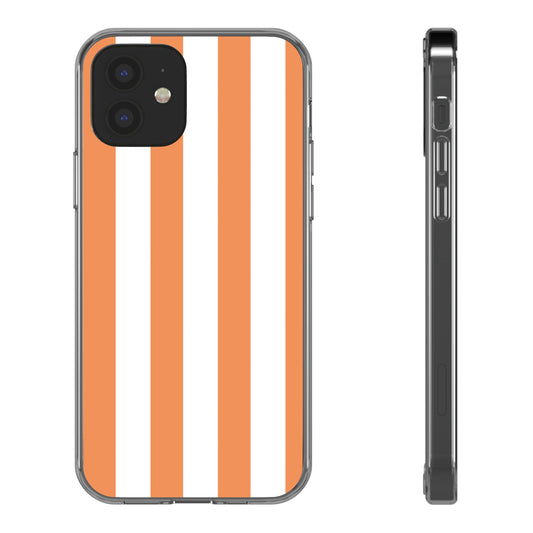 "Orange Striped Clear Phone Case – Summer Vibes & Trendy Tech Gift"