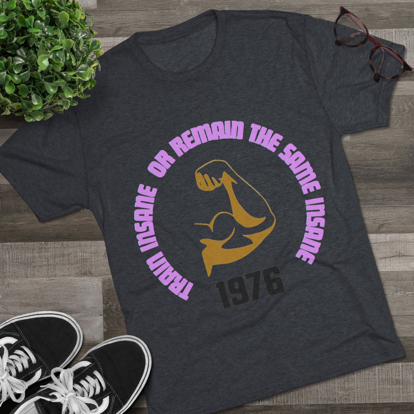 Inspirational Fitness Crew Tee | Train Insane Gym Shirt | Workout & Motivational Gift