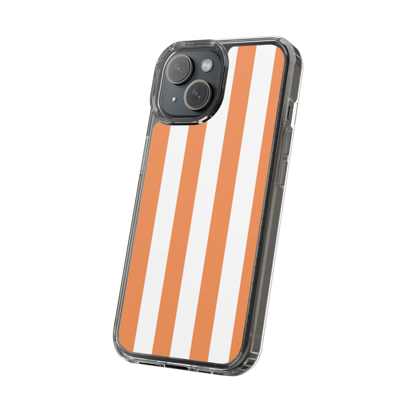 "Orange Striped Clear Phone Case – Summer Vibes & Trendy Tech Gift"