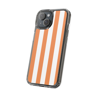 "Orange Striped Clear Phone Case – Summer Vibes & Trendy Tech Gift"