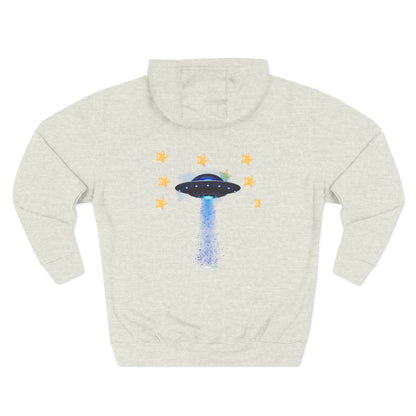Cosmic Fleece Hoodie – ‘Stars Over Silence’, UFO & Space Lover Gift