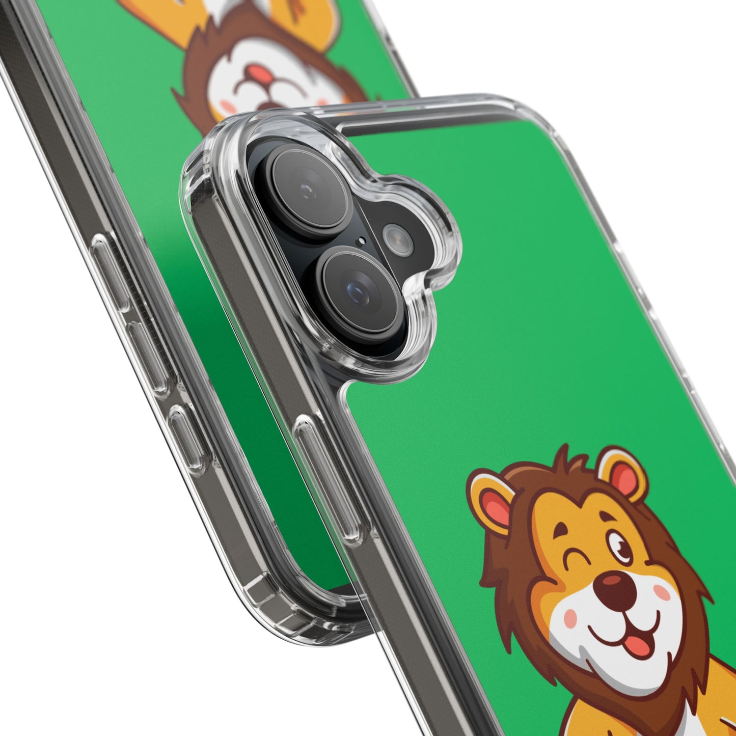 "Cute Lion Clear Phone Case – Fun Cartoon Tech Gift for Kids & Animal Lovers"