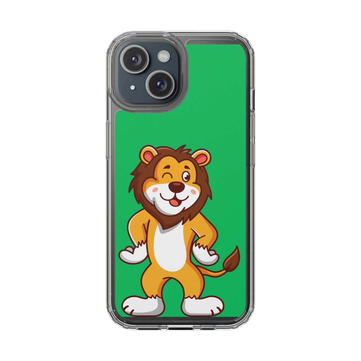 "Cute Lion Clear Phone Case – Fun Cartoon Tech Gift for Kids & Animal Lovers"