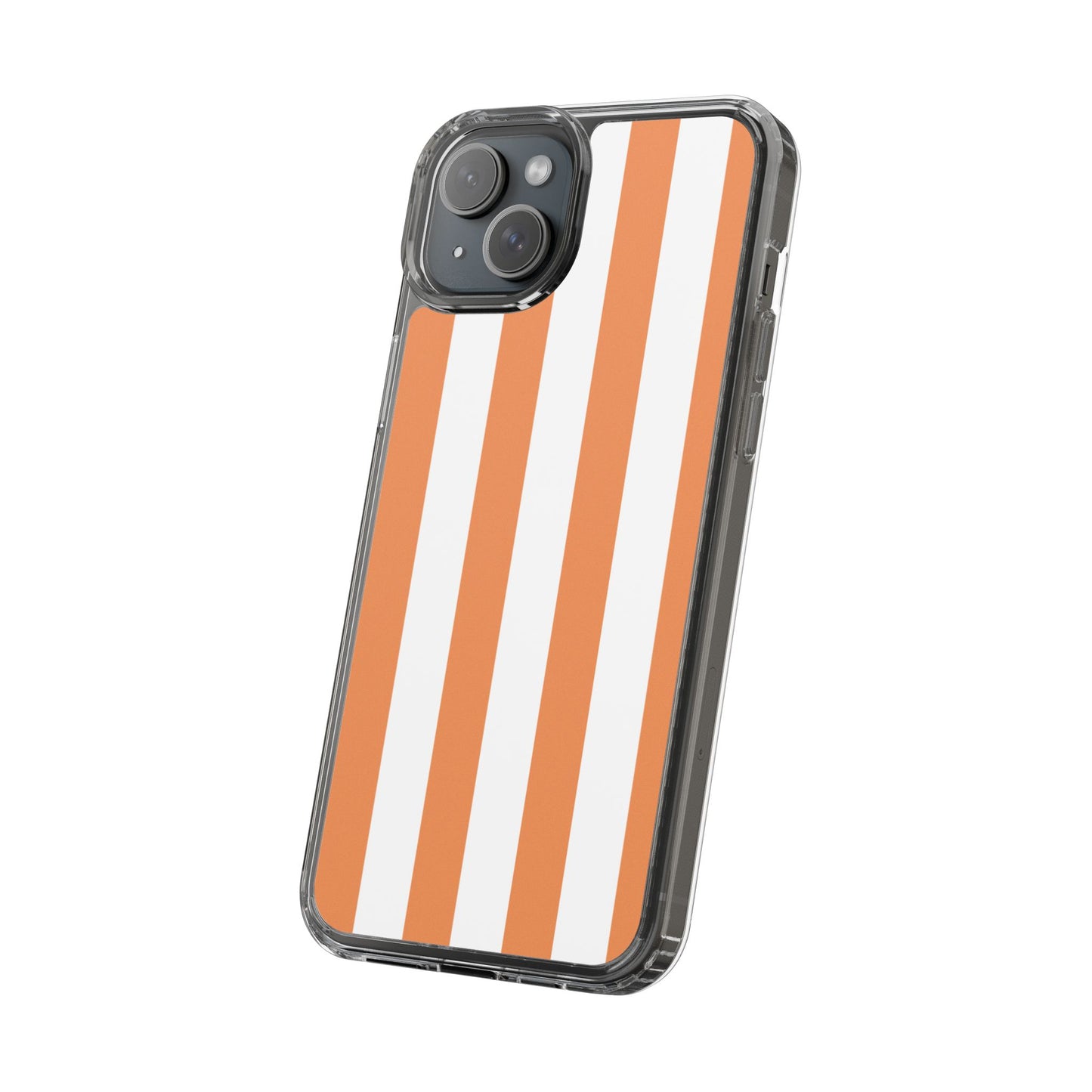 "Orange Striped Clear Phone Case – Summer Vibes & Trendy Tech Gift"