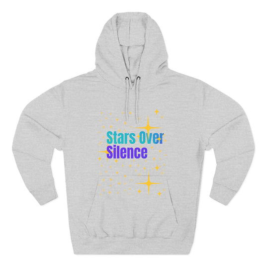 Cosmic Fleece Hoodie – ‘Stars Over Silence’, UFO & Space Lover Gift