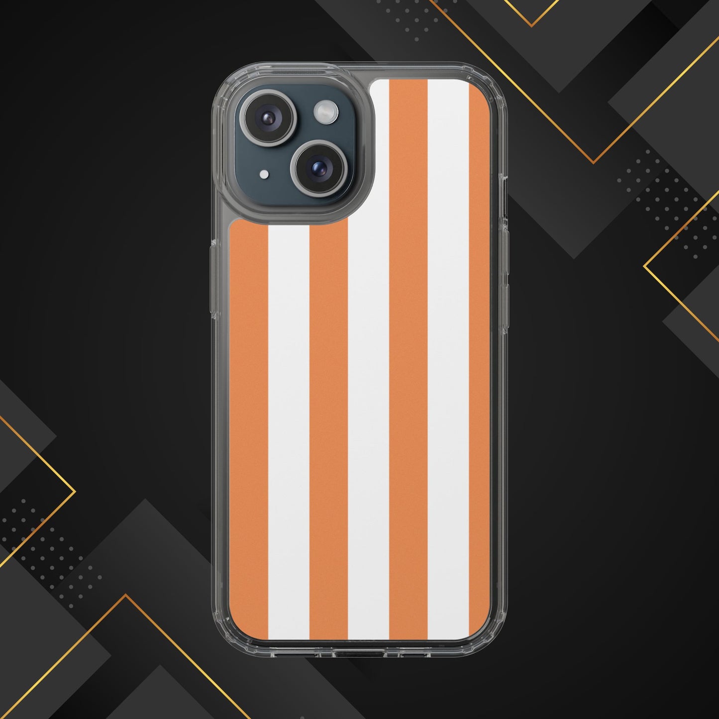 "Orange Striped Clear Phone Case – Summer Vibes & Trendy Tech Gift"