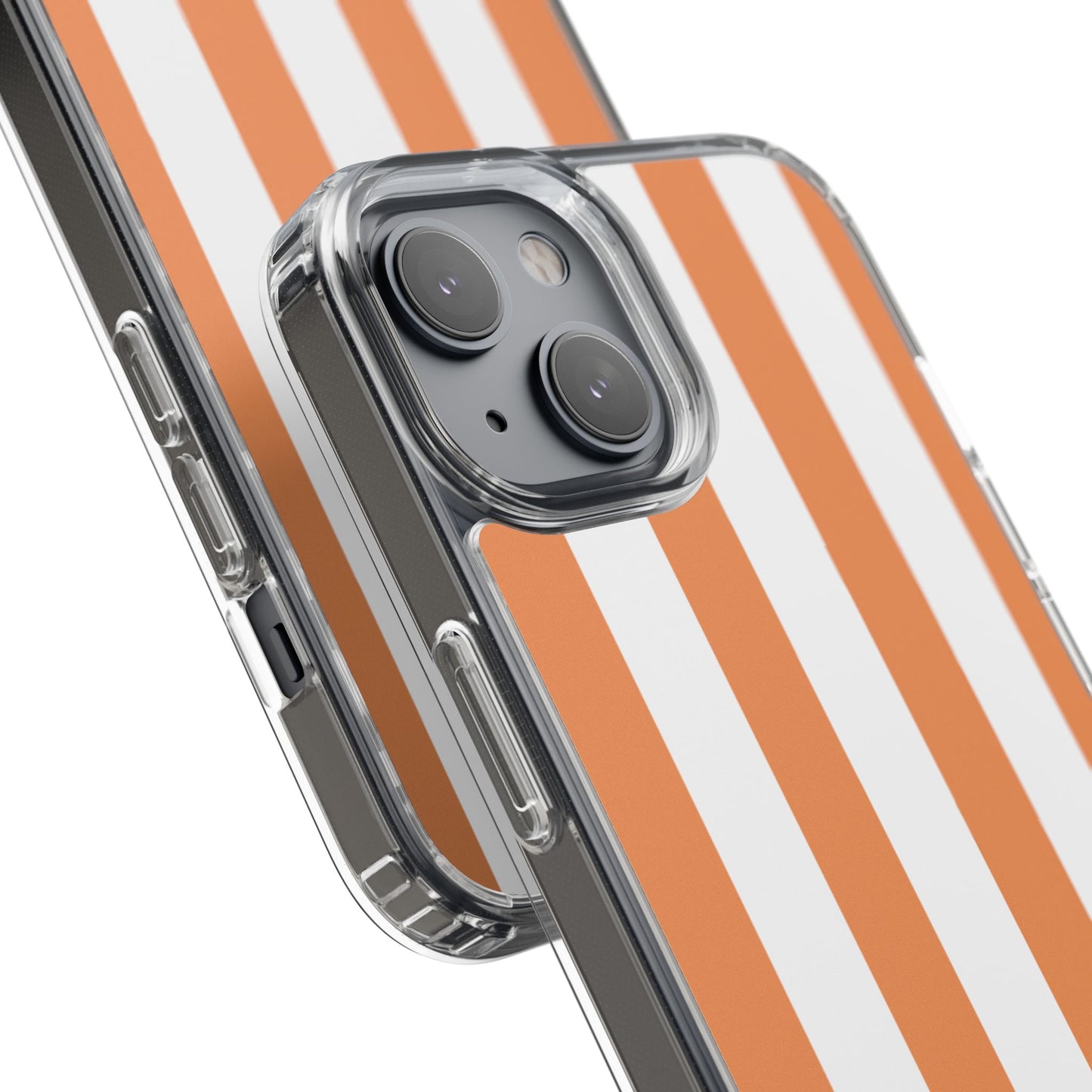 "Orange Striped Clear Phone Case – Summer Vibes & Trendy Tech Gift"